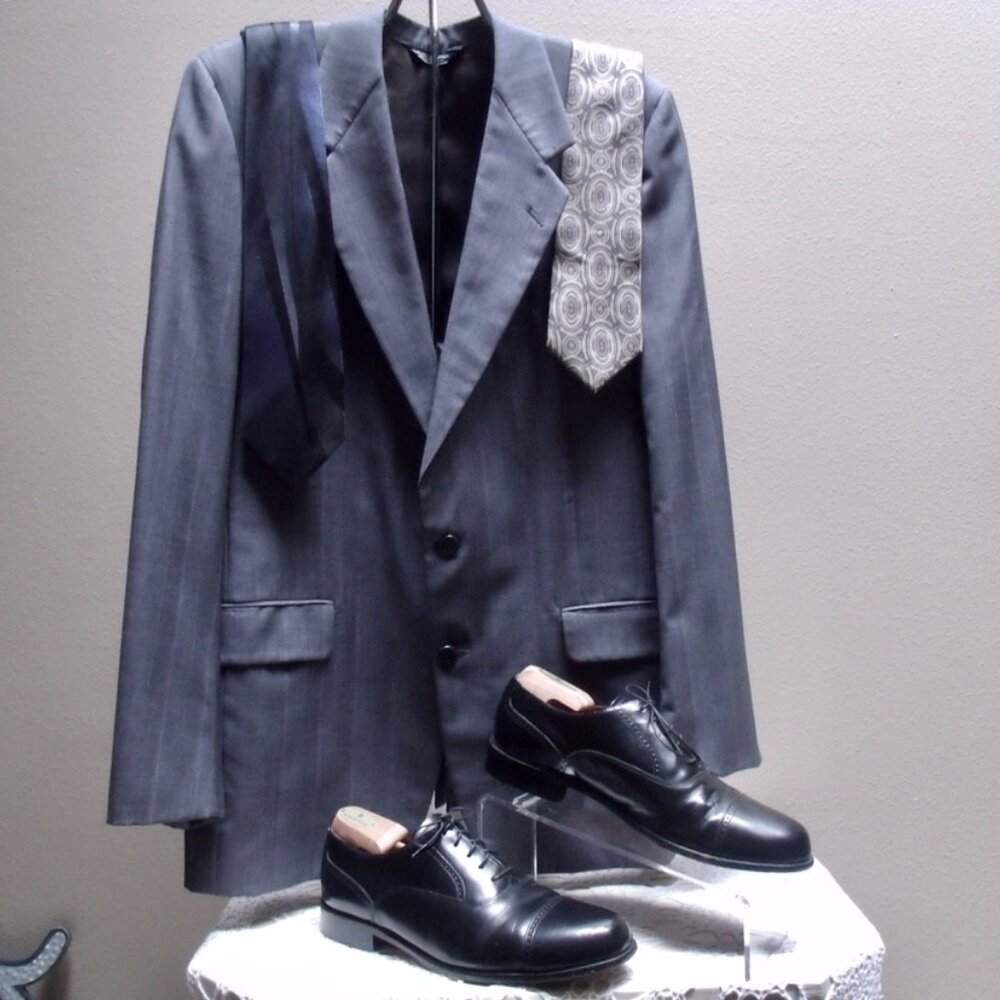 GIEVES & HAWKES of Savile Row London Blue Gray Wool Blazer Coat Suit Jacket 42L